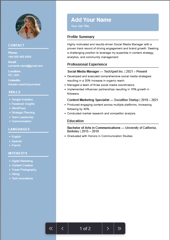 Modern Professional free CV template